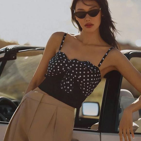 NWT Anthropologie Dolan Cropped Bow Black Sweater Tank XL - Picture 6 of 7